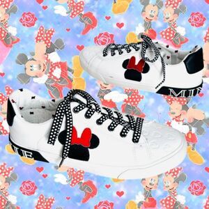 Cute Disney MINNIE MOUSE Sneakers Womens Size 10 Shoes White Black Red Vegan